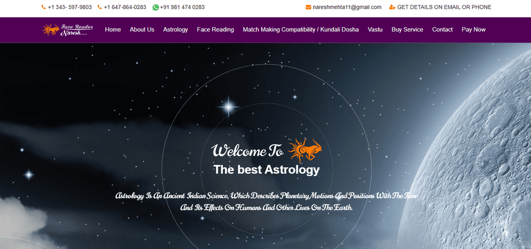 Screenshot of the Astrology and Face Reading project